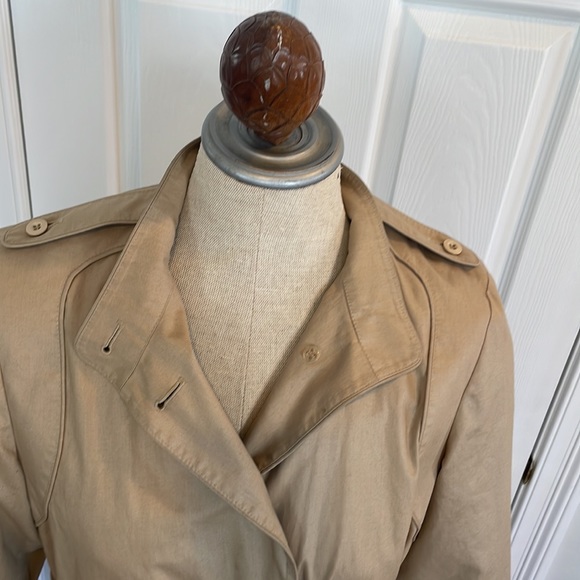 London fog rain coat trench khaki removable zipper fur lining 8 Petite 8P - Picture 3 of 16